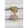 316L Çelik Sallantılı Zirkon Taşlı Kalp Detaylı Yıldz Model Gold Renk Nomination Charm