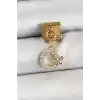 316L Çelik Sallantılı Zirkon Taşlı Kelebek Detaylı Halka Model Gold Renk Nomination Charm