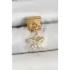 316L Çelik Sallantılı Zirkon Taşlı Kelebek Model Gold Renk Nomination Charm