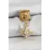 316L Çelik Sallantılı Zirkon Taşlı Kutup Yıldızı Model Gold Renk Nomination Charm