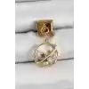 316L Çelik Sallantılı Zirkon Taşlı Satürn Model Gold Renk Nomination Charm