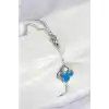 316L Çelik Sedefli Gökyüzü Mavisi Gümüş Renk Yonca Kadın Bileklik