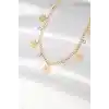 316L Çelik Taşlı Gold Renk Çoklu Çiçek Kolye