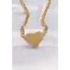 316L Çelik Zincir Altın Renk Düz Plaka Kalp Kolye