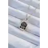 316L Çelik Zincir Altın Renk İşlemeli Siyah Mineli Tarot Kolye