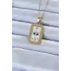 316L Çelik Zincir Altın Renk Mineli Zirkon Taşlı Göz Figür Tarot Kolye