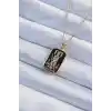 316L Çelik Zincir Altın Renk Siyah Mineli Tarot Kolye