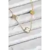 316L Çelik Zincir Gold Renk Beyaz ve Zirkon Taşlı Yonca Kadın Kolye