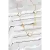 316L Çelik Zincir Gold Renk Beyaz ve Zirkon Taşlı Yonca Kadın Kolye