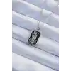 316L Çelik Zincir Gümüş Renk Siyah Mineli Tarot Kolye