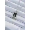 316L Çelik Zincir Gümüş Renk Zirkon Taşlı Siyah Mineli Kız Figürlü Tarot Kolye