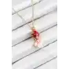 316L Çelik Zincir Kırmızı Balık Model Gold Renk Kadın Kolye