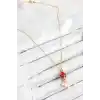 316L Çelik Zincir Kırmızı Balık Model Gold Renk Kadın Kolye