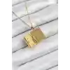 316L Çelik Zirkon Taşlı Açılabilr Kapaklı Kitap Model Gold Renk Kadın Kolye