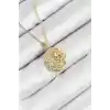 316L Çelik Zirkon Taşlı Ay Ve Güneş Model Gold Renk Kadın Kolye