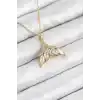 316L Çelik Zirkon Taşlı Balık Kuyruğu Model Gold Renk Kadın Kolye