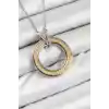 316L Çelik Zirkon Taşlı Dönen Daire Model Gold Ve Gümüş Renk Kadın Kolye