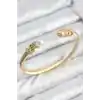 316L Çelik Zirkon Taşlı İnci Model Gold Renk Kadın Bileklik
