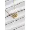 316L Çelik Zirkon Taşlı Sarmal Model Gold Renk Kadın Kolye