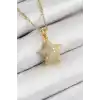 316L Çelik Zirkon Taşlı Yıldız Model Gold Renk Kadın Kolye