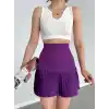 Altı pliseli mini etek Mor s24705