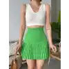 Altı pliseli mini etek yeşil s24705
