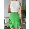 Altı pliseli mini etek yeşil s24705