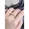 Altın Renk Ayarlamalı Burgu Kadın Yüzük
