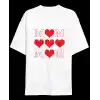 Anneler Gününe Özel Tasarım MOM Kalp Baskılı T-shirt - Beyaz