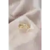 Ayarlamalı Gold Renk Metal Zirkon Taşlı Damla Model Yüzük