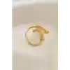 Ayarlamalı Gold Renk Metal Zirkon Taşlı Kanat Yüzük