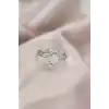 Ayarlamalı Silver Renk Metal Zirkon ve Kristal Taşlı Damla Model Yüzük