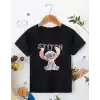 Bisiklet Yaka Kısa Kol Çocuk Baskılı T-Shirt - Siyah