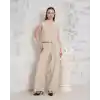 Broşlu yelek pantolon takım bej s255821