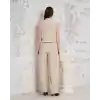 Broşlu yelek pantolon takım bej s255821