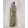 Broşlu yelek pantolon takım haki s255821
