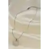Çelik Silver Renk Zirkon Taşlı Çivi Model Kadın Kolye