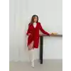 Cepli kuşaklı kaşe kaban kırmızı st26458