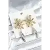 Çiçek Model Gold Gümüş Renk Kadın Küpe