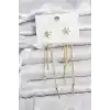 Çiçek Model Gold Pirinç Sallantılı Kadın Küpe