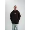 Double Oversize Kapşonlu Dijital Patchli SweatShirt - Kahve