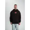Double Oversize Kapşonlu Dijital Patchli SweatShirt - Kahve