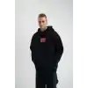 Double Oversize Kapşonlu Dijital Patchli SweatShirt - Siyah