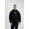 Double Oversize Kapşonlu Dijital Patchli SweatShirt - Siyah