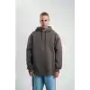 Double Oversize Kapşonlu Nakışlı SweatShirt - Füme