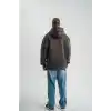 Double Oversize Kapşonlu Nakışlı SweatShirt - Füme