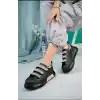 Elika Siyah Cilt Cırt Cırtlı Spor Ayakkabı