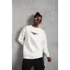Erkek 3 İplik Gangster Baskılı Sweatshirt - Beyaz