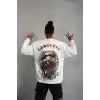 Erkek 3 İplik Gangster Baskılı Sweatshirt - Beyaz