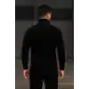 Erkek Balıkcı Yaka Bağazlı Triko Kazak Pamuklu Kalın Fitilli Dokuma, Regular Fit Uzun Kollu Kışlık Model - Siyah